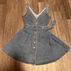 ASOS Blue and Gold Mini Sundress V-neck Sleeveless